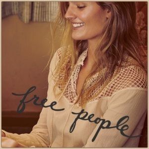 Free People boho NAVY knit long sleeve SM